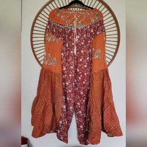 Kantha Bae upcycled kantha & silk flowy wide leg pants